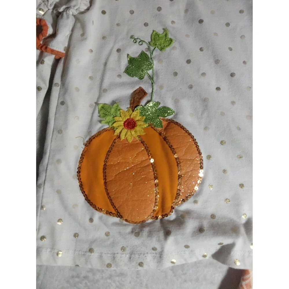 Rare Editions Girls Pumpkin Thanksgiving Outfit Size 5